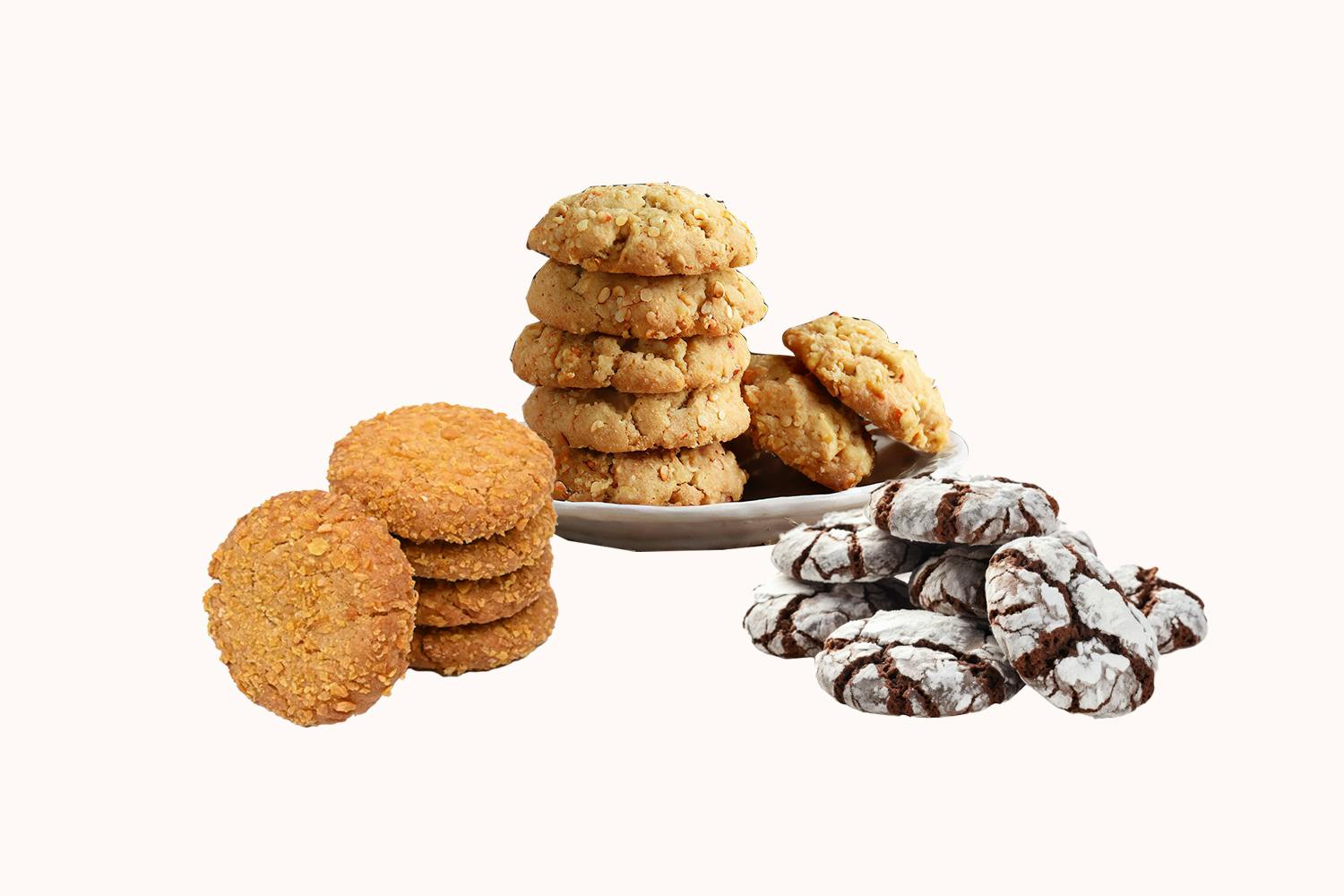 Cranberry Jowar Cookies (GF) + Coconut Cookies + Chocolate & Sea Salt Cookies