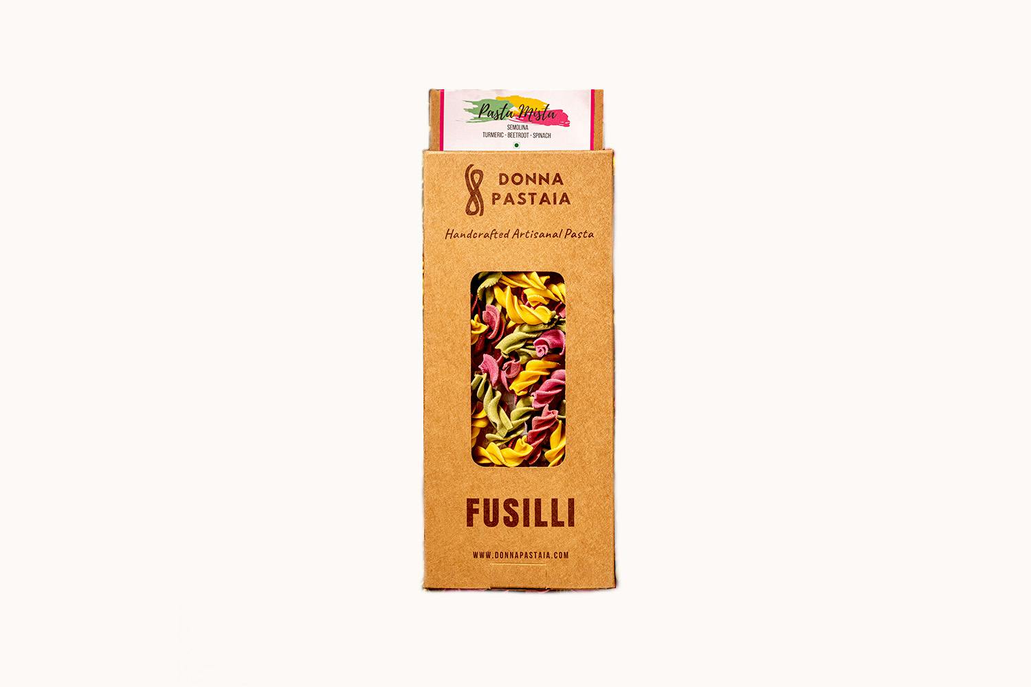 Donna Pastaia Fusilli Pasta Mista with Spinach, Turmeric & Beetroot